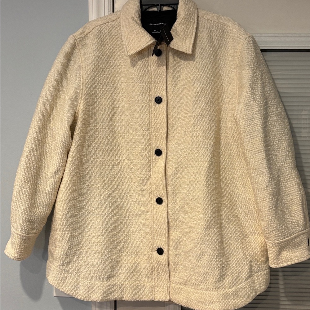 🆕Club Monaco Quilted Boucle Shirt Jacket | Egret | Size XL —BNWT - Picture 3 of 11